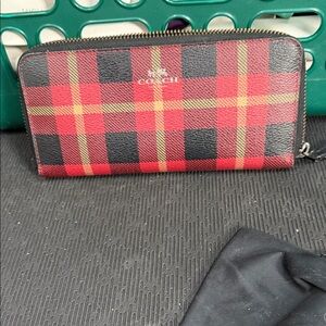 Coach Red and Black Checkered Wallet